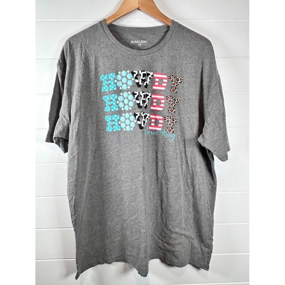 Rural King Howdy Graphic Tee Shirt Women's 2XL Grey Short Sleeve Crew Neck